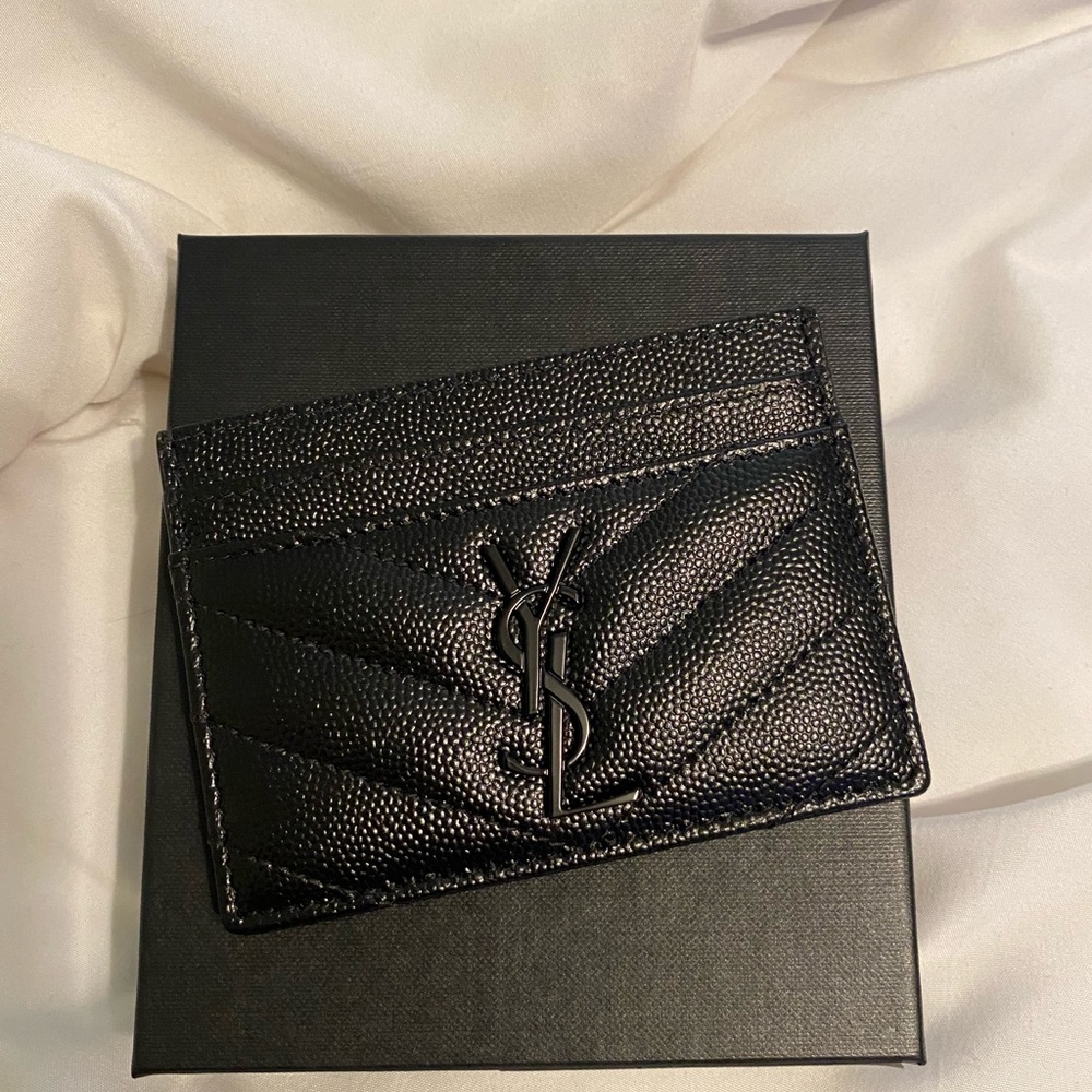 YSL black on black card holder-Full set!